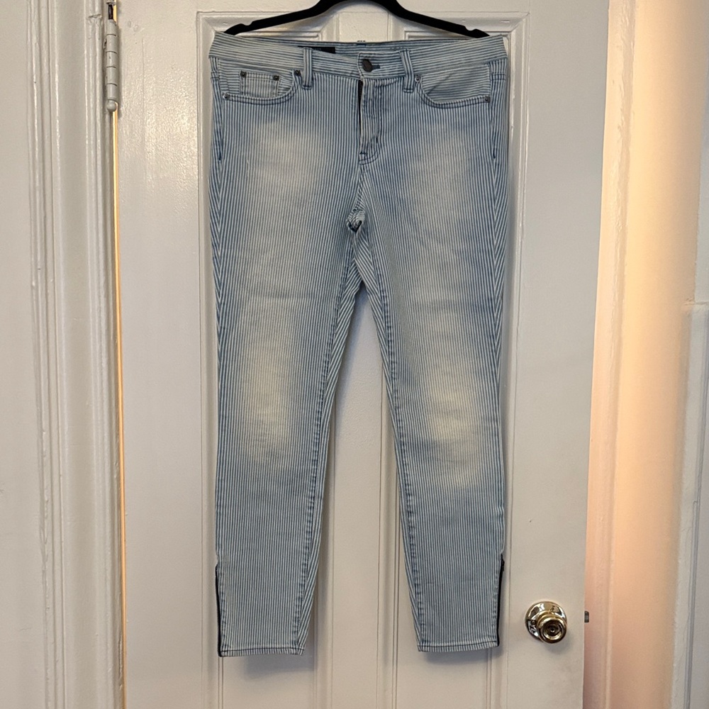 J. Crew Light Blue Striped Skinny Jeans